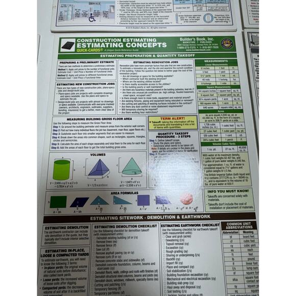 Construction Essentials Quick Cards Lot Of 6 Office Reference Guide Laminated - Picture 6 of 12